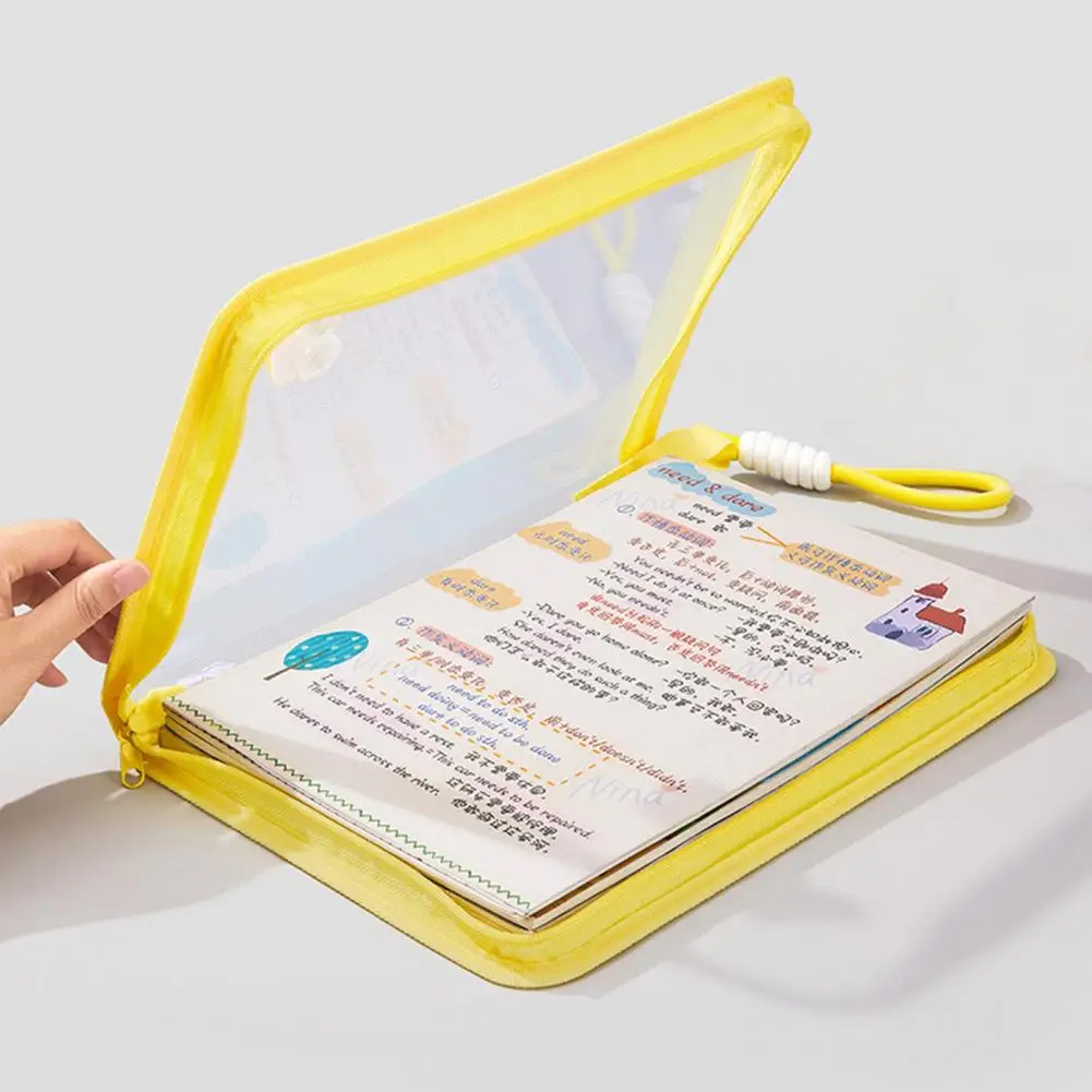 Tas File Transparan Tempat File Bahan Padat Tas File Kantong Ritsleting A4 Transparan dengan Pegangan untuk Perlengkapan Kantor Sekolah