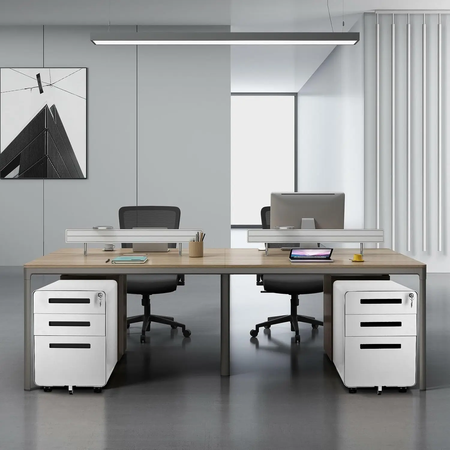 #￥forModern Panel Moustache Filing Cabinet 3 Drawers Steel Lockable Living Room Adjustable Commercial UseHangingLetters Legal A4