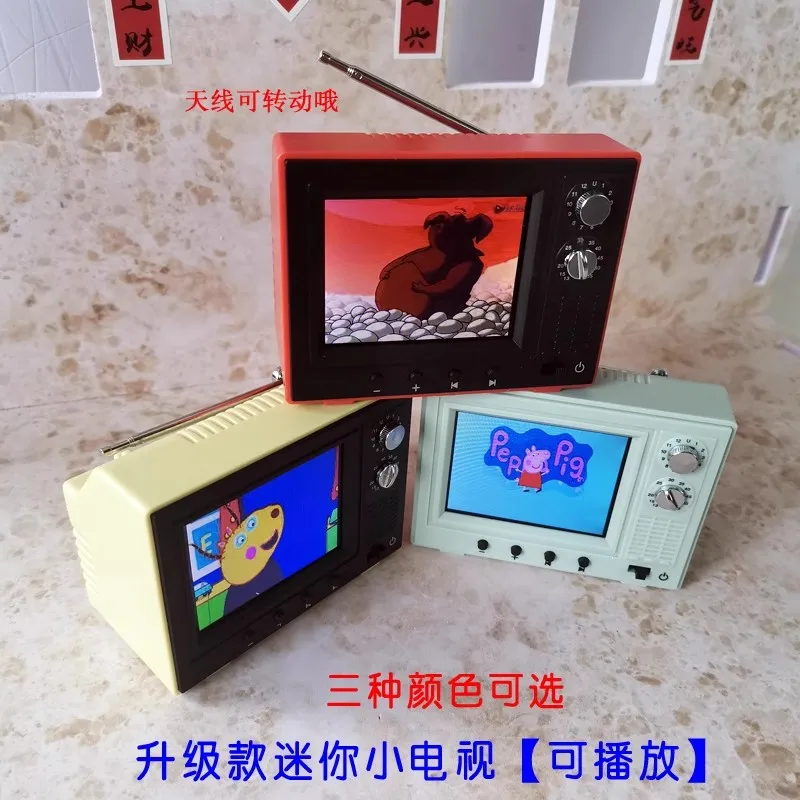 Retro Mini Touch Screen TV Television Watch Dollhouse Scene Model Miniature TV Model Toys Kitchen Furniture