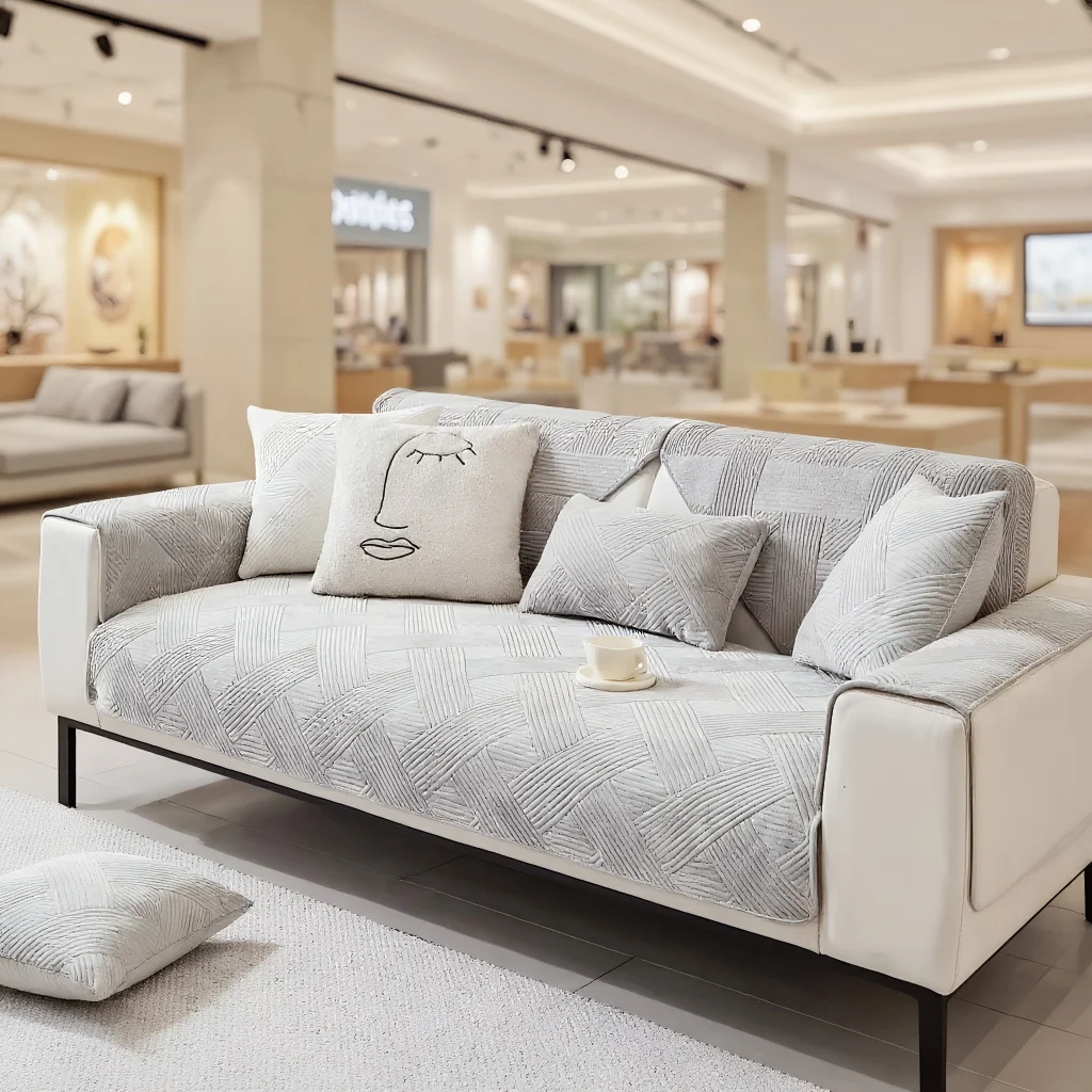

2026 New Thickened Plush Sofa Cushion Non-slip Leather Sofa Cover Cloth Four-season Universal Solid Color Light Luxury High-end
