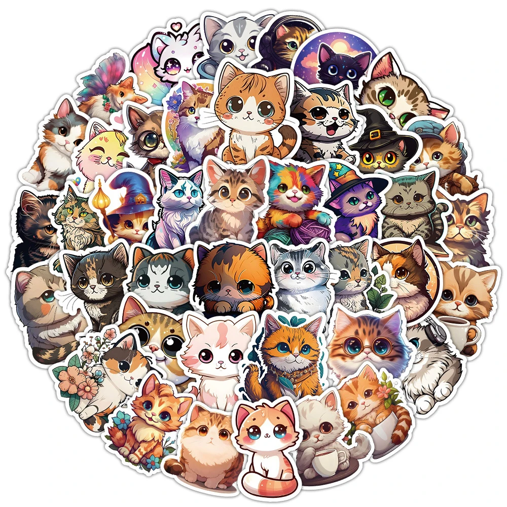 10/30/50 Stück Kawaii Anime Katzenwelt Aufkleber Niedliche Cartoon Kätzchen Tier Aufkleber Wasserflasche Handy Notizbuch Graffiti Sticker Pack