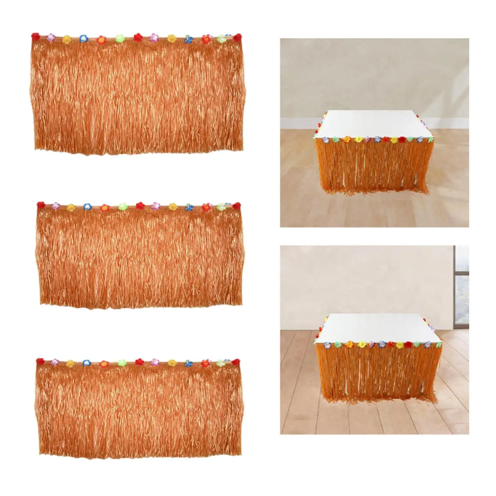 Artifical Grass Table Skirt Tropical Island Beach Theme Party Lightweight Photo Props Multifunctional Decor Hawaiian Table Skirt