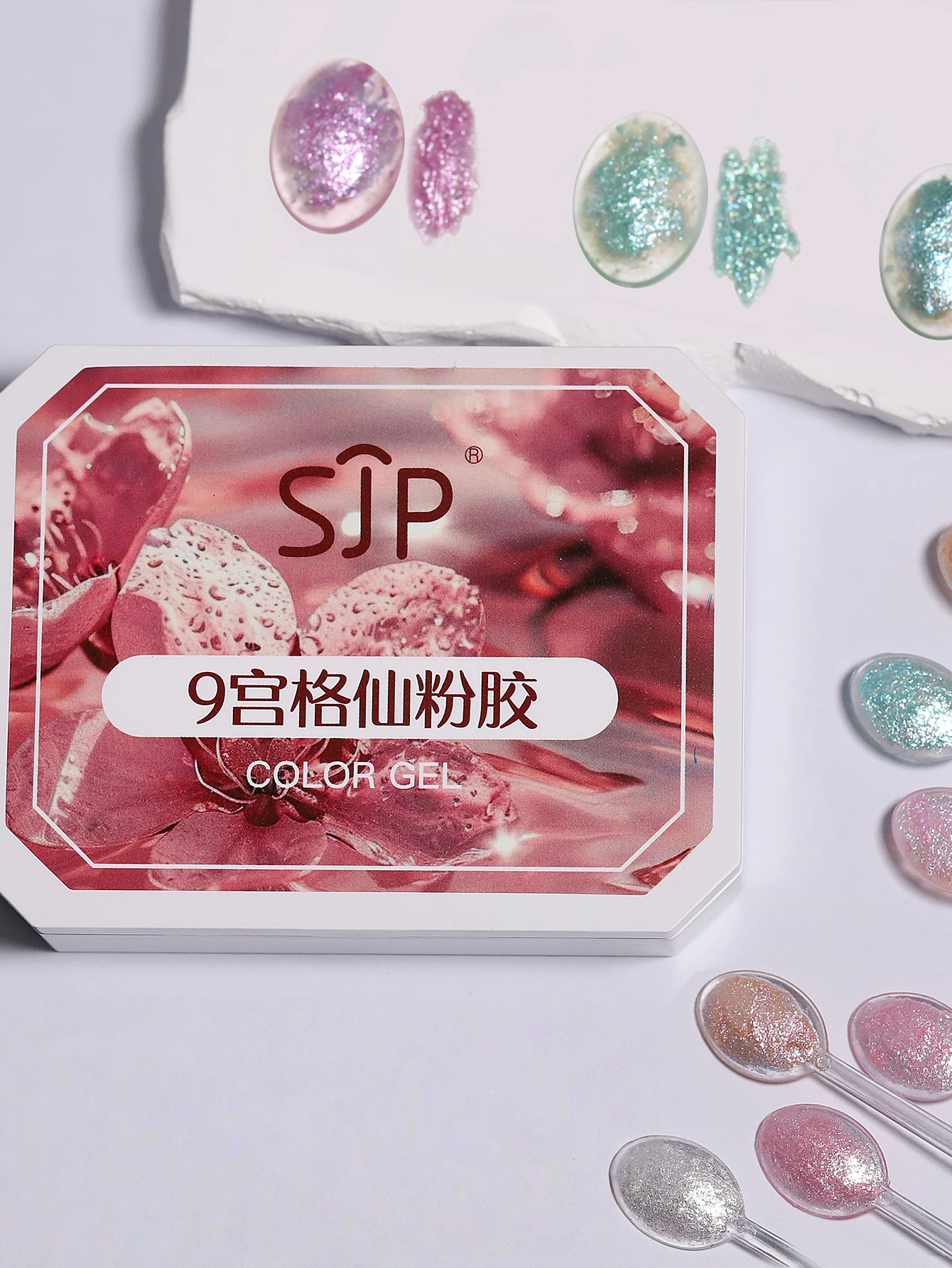 9-Color 3D Glitter Gel Powder Paste Set, Polarized Ultra Bright, Alcohol-Free, Styling Adhesive for DIY Crafts and Art Projects