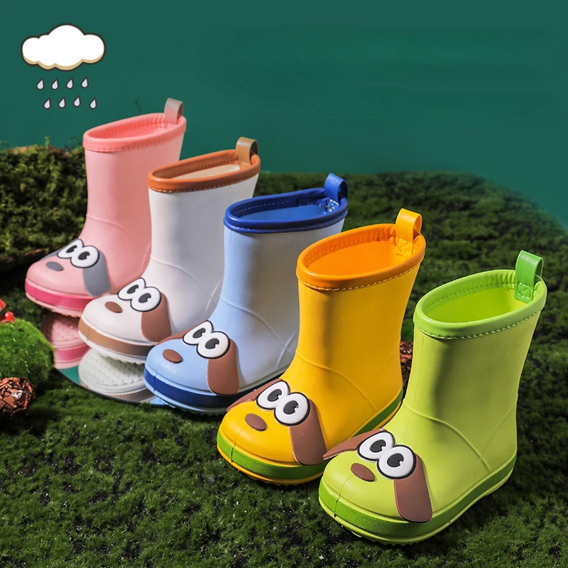 Cartoon Dog Children Rain Boots Fashion Boy Girl Non-slip Waterproof Water Shoes Outdoor Kids Rubber Mid-calf Boots Four Seasons