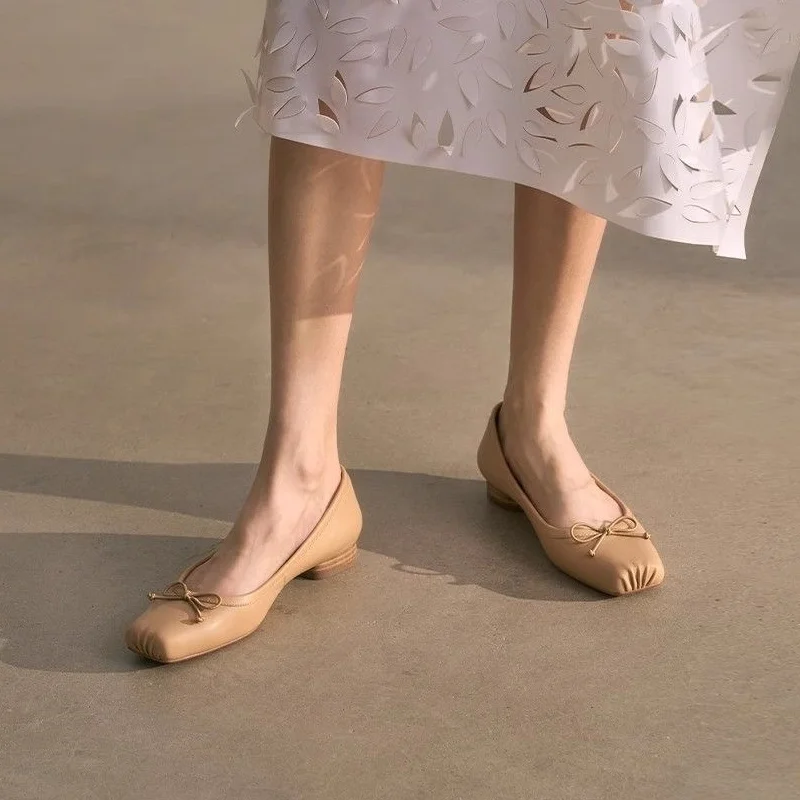 Mary Janes-zapatos planos de Ballet para mujer, calzado informal poco profundo, sin cordones, elegantes, mocasines de tacón, 2024