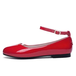 Spring Women's Flat Shoes Casual Elegant Red Pink White Loafers Flats Girls Footwear Ankle Straps Casual Dance Shoes Ladies