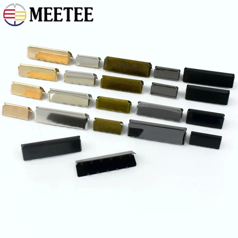 Meetee 20/50/100Pcs Metal Belt Clip Buckle Strap Fastener Bag Backpack Webbing End Clasp Tail Buckles DIY Hardware Accessories