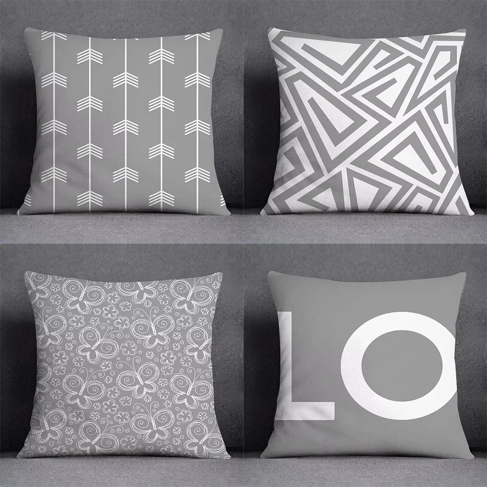 

Gray Geometric Pattern Throw Pillow, Minimalist Line Design, Fit Minimalist Space, No Insert