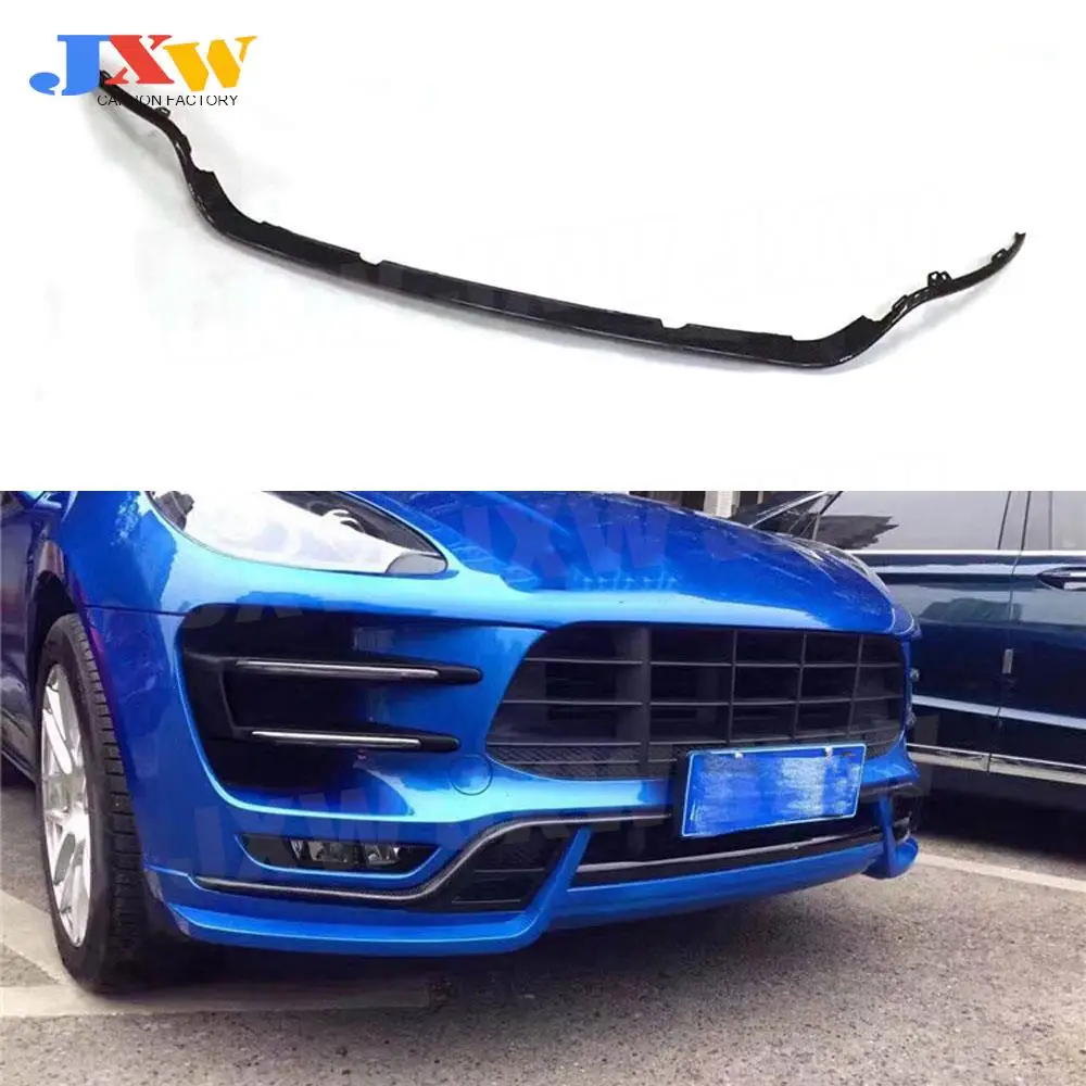 Carbon Fiber Front Bumper Molding Canards Grill Trim Strip Cover For Porsche Macan Turbo 2014-2018 Car Styling