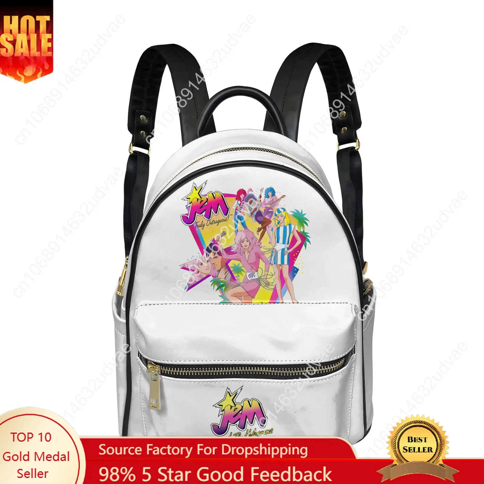 

Jem and The Holograms Backpack Womens Men Knapsack Personalized Text Image Double Shoulder Bag Bookbag Rucksack Gift Daypack