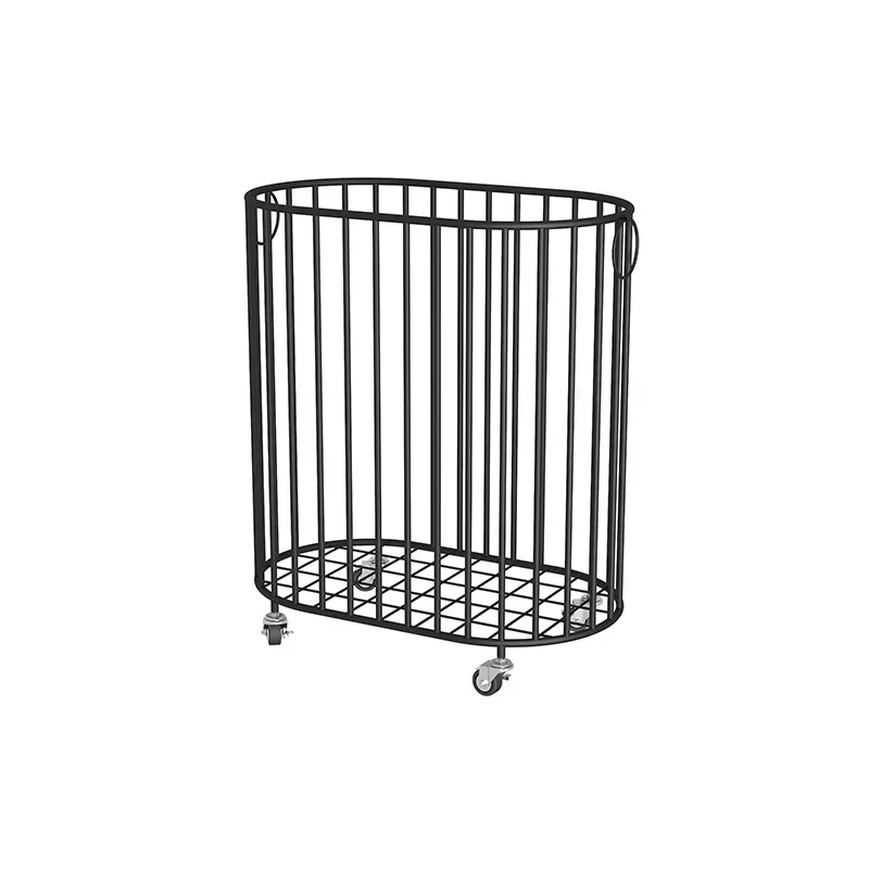 

Iron Art With Wheel Badminton Racket Storage Basket Fitness Equipment Toy Basket Home Bathroom Mobile Laundry Basket