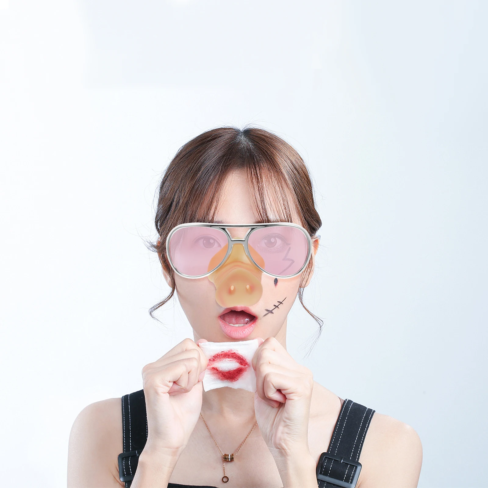 

2Pcs Pig Nose Glasses Funny Cosplay Party Glasses Lightweight Unique Pig Nose Photo Props Cosplay Party Eyeglasses