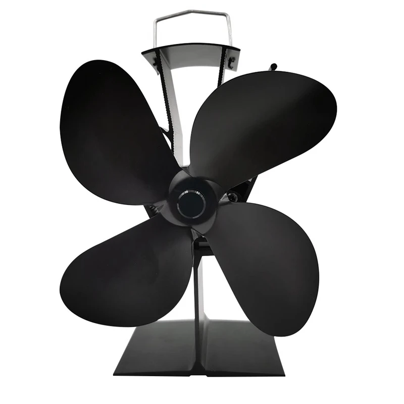 For Fireplace Wood Stove Fan Small Designed 4 Blades Heat Powered Fireplace Fans Black TP2004-4