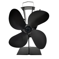 For Fireplace Wood Stove Fan Small Designed 4 Blades Heat Powered Fireplace Fans Black TP2004-4