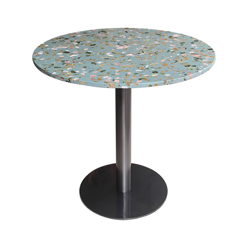 Customized canteen terrazzo dining table Internet celebrity milk tea dessert shop table and chair combination commercial outdoor