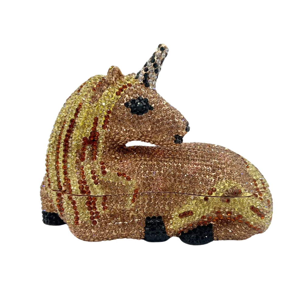 Unicorn Animal Horse Rhinestone Dinner Bag Banquet Set Diamond Clutch Unicorn Clutch Handbag Wedding Trendy Snap Closure Handbag