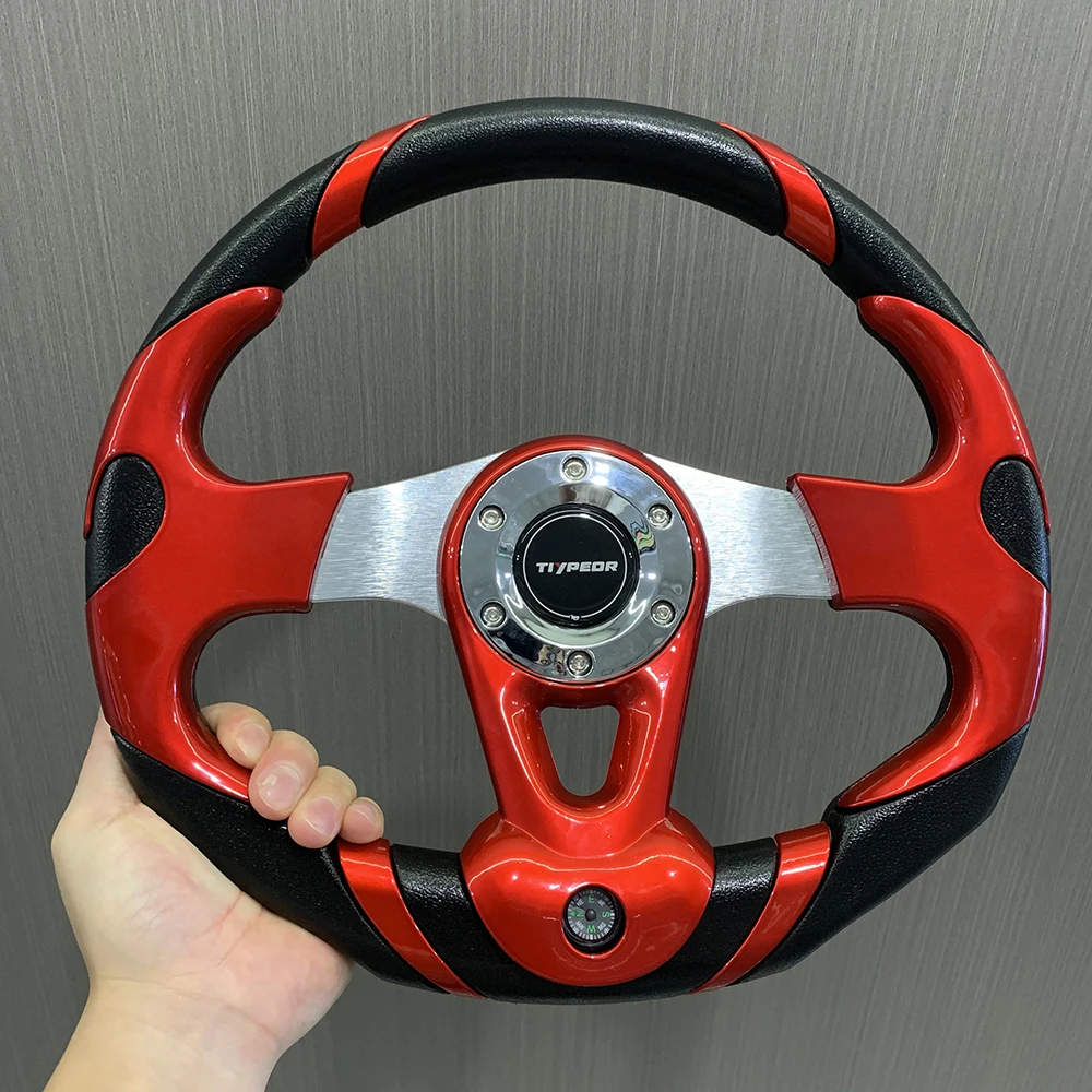 

Universal TIYPEOR 320mm PU Racing Game Simulator Sport Golf Red Steering Wheel With Compass