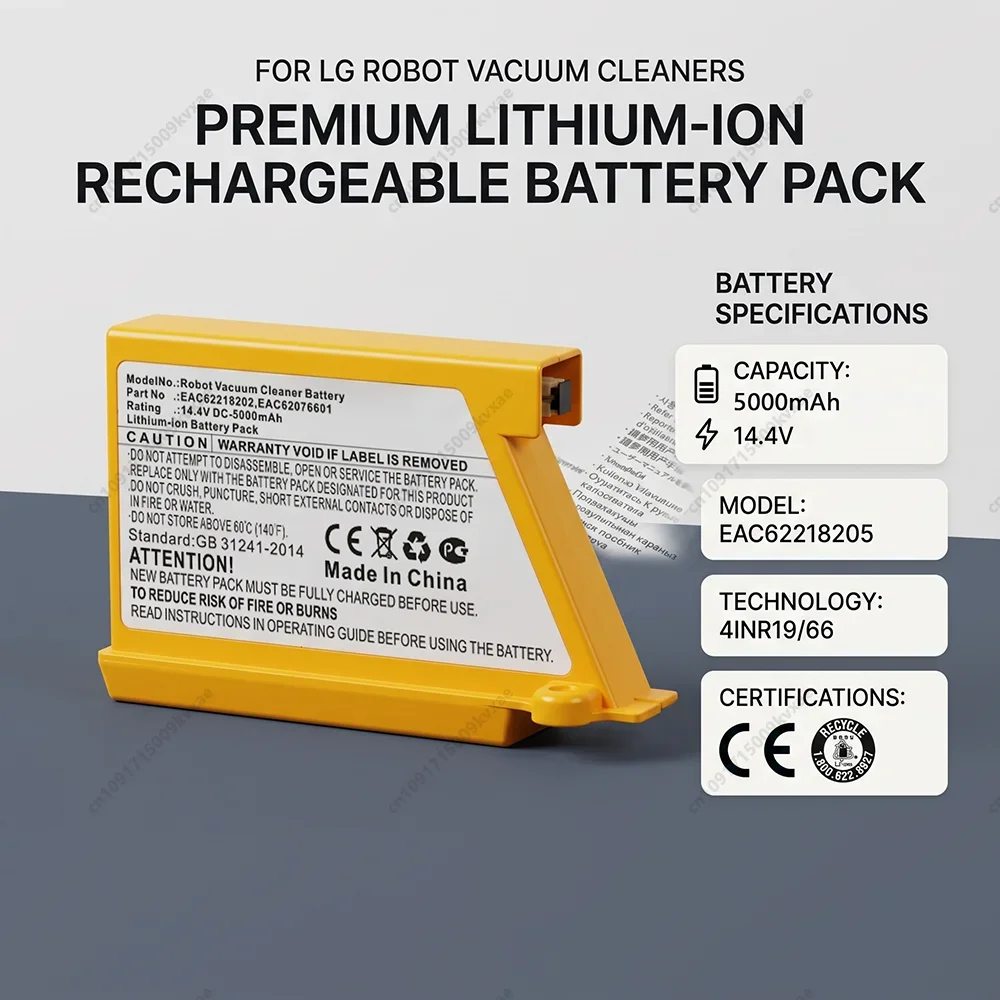 Upgraded 3000mAh 14.4V Li-ion Battery for LG Sweeping Mopping Robot VR6260LVM R76CIM Vacuum Cleaner EAC62218205 Power Pack