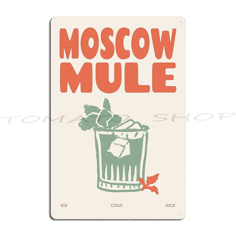 Moscow Mule Cocktail Metal Sign Classic Wall Mural Rusty Wall Decor Design Tin Sign Poster