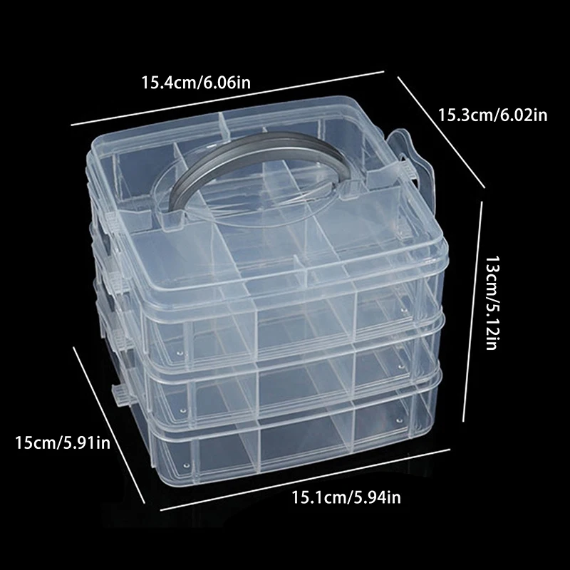 1PC 3-layer 18 Grid Transparent Storage Box Detachable Plastic Box Toolbox Toy And Accessory Storage Box
