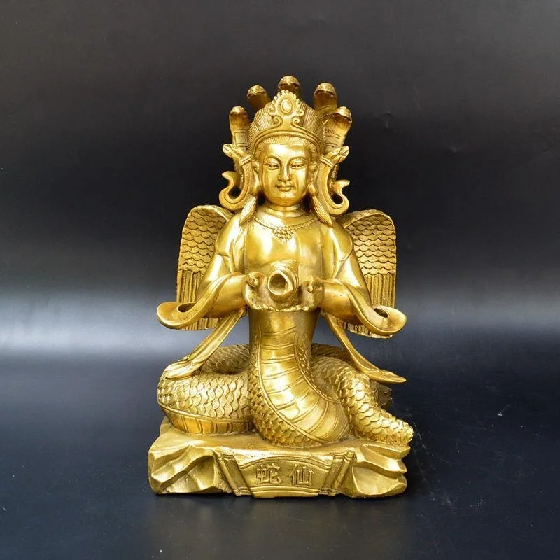 

Special Offer - Southeast Asia Thailand India HOME Temple Sea god Golden Snake Immortals Naga Brass FENG SHUI statue