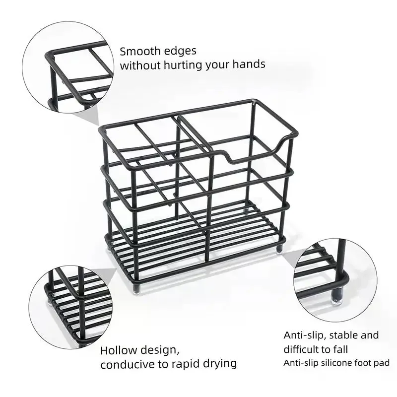 5-Slot Metal Toothbrush Holder- Space-Saving Freestanding Design No Installation