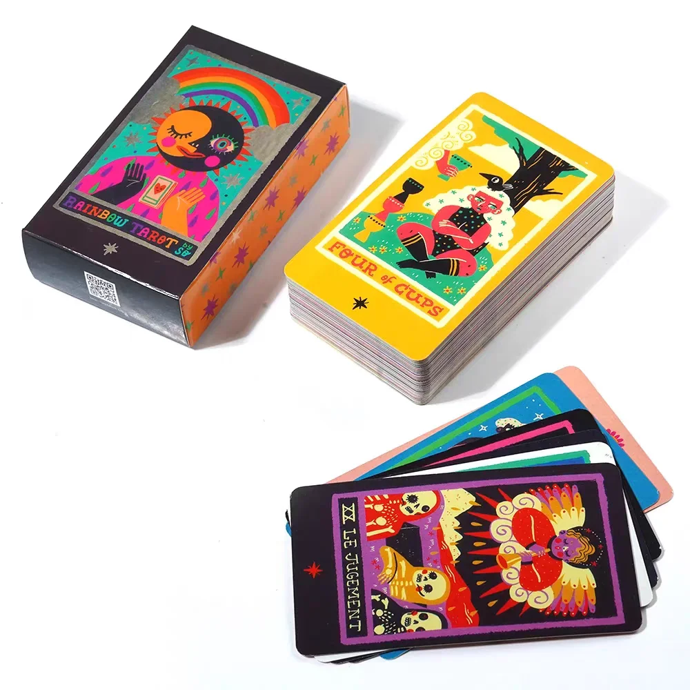 78pcs Cards/Deck Rainbow Tarot, Party Tarot Cards Game for Beginners Insightful Lesson Card Deck for Love, Life Spiritual Guide