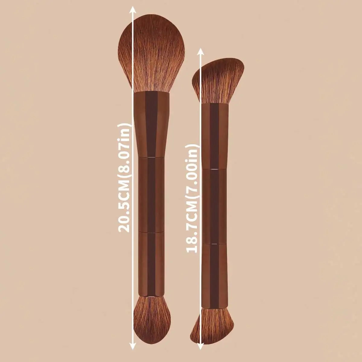 2pcs Professional Dual-Ended Face Makeup Brush Set, Powder Brush & Blush Brush, Soft Fibers, Portable, Travel Makeup Tools,Found