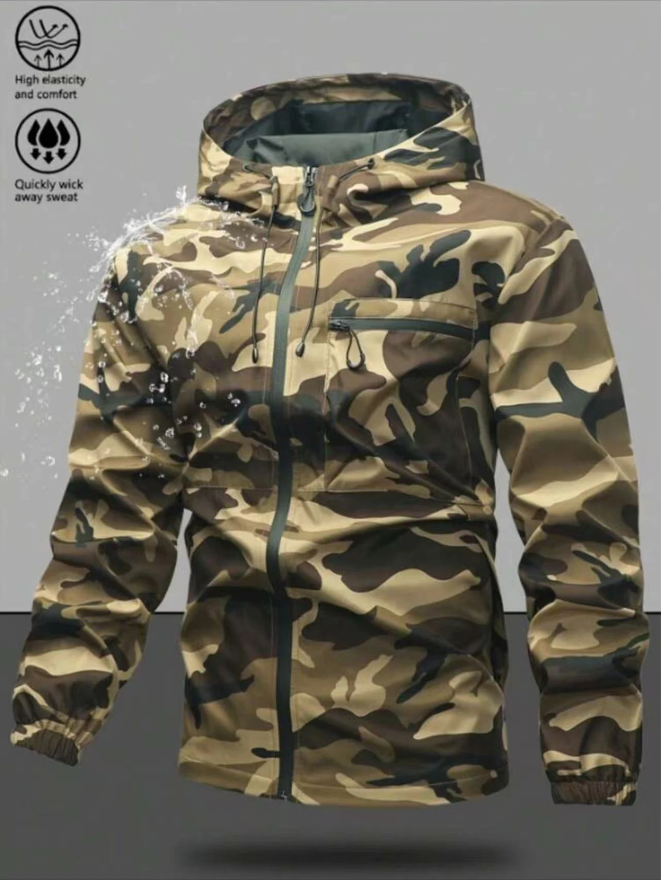 

Men's Casual Fashion Jacket Men's Long-Sleeved Hoodie Men's Camouflage Jacket Casual Camouflage Jacket