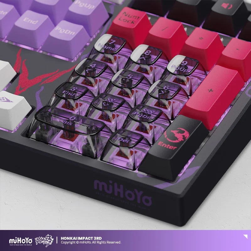 Mihoyo/Honkai Impact 3 Herrscher Of Thunder Custom Three-Mode Mechanical Gaming Keyboard Rgb Black Transparent Digital Keycap