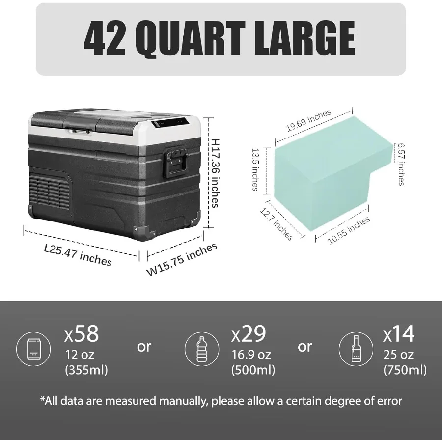 ثلاجة سيارة محمولة 12 فولت مبرد سيارة مع ضاغط سريع تبريد للتخييم ورحلات الطريق ثلاجة كهربائية 42 كوارت لـ C