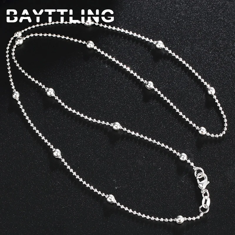 Fashion 925 Sterling Silver 40-60cm Beads Necklace For Women Charm Sweater Chain Wedding Party Favors Jewelry Accessories