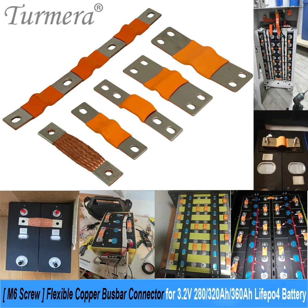 12V 48V Flexible Copper Busbar Connector Hole to Hole 74mm 56mm 2mm 4mm 300A for 280Ah 320A 360Ah Lifepo4 Battery Diy Use view 3