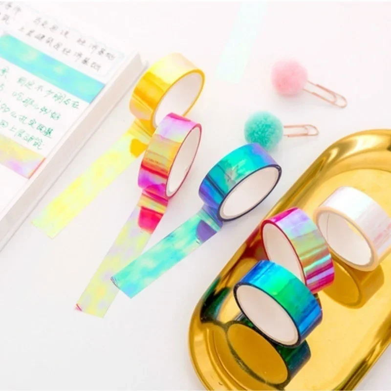 Colorful Shining Rainbow Laser Decorative Adhesive Tape DIY Scrapbooking Sticker Label Handmade Decorative Tape