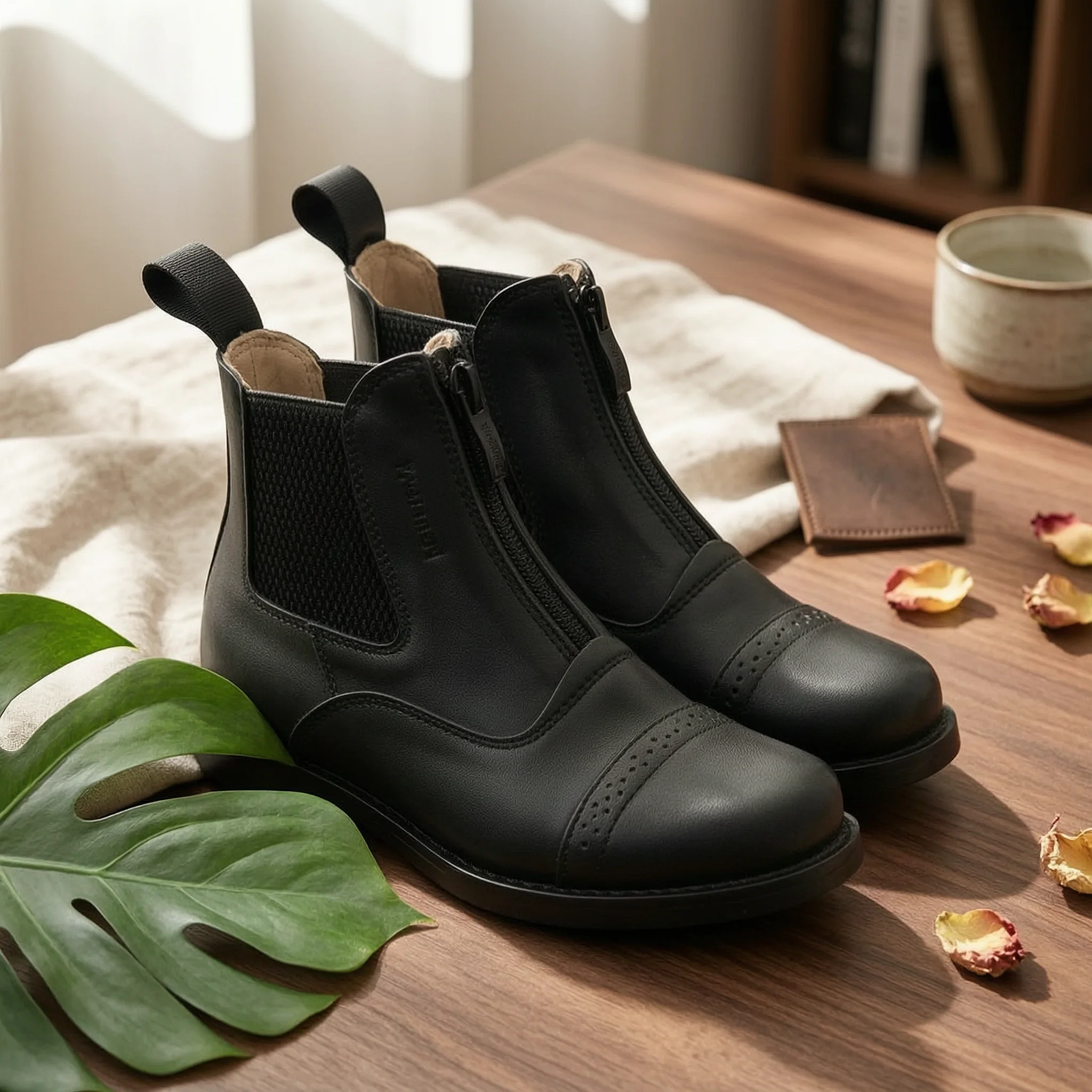 short-horse-riding-boots-waterproof-paddock-boots-zippered-equestrian-booties-comfortable-outdoor-footwear-zipper-closure