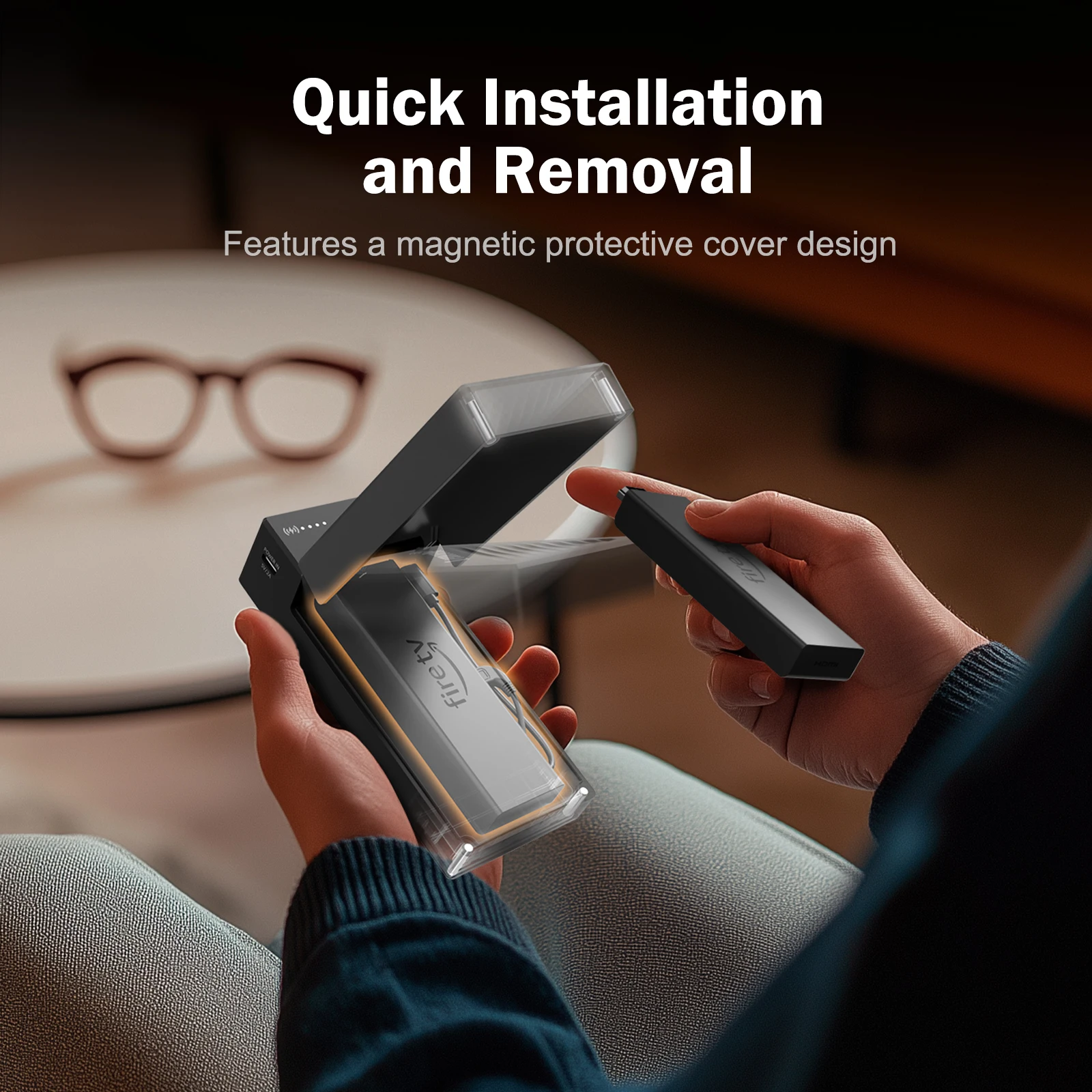 محول نظارات Lemorele 4K AR HDMI إلى Type-C AR محول شحن محول فيديو مع بطارية جهاز استقبال للتليفزيون لـ Xreal