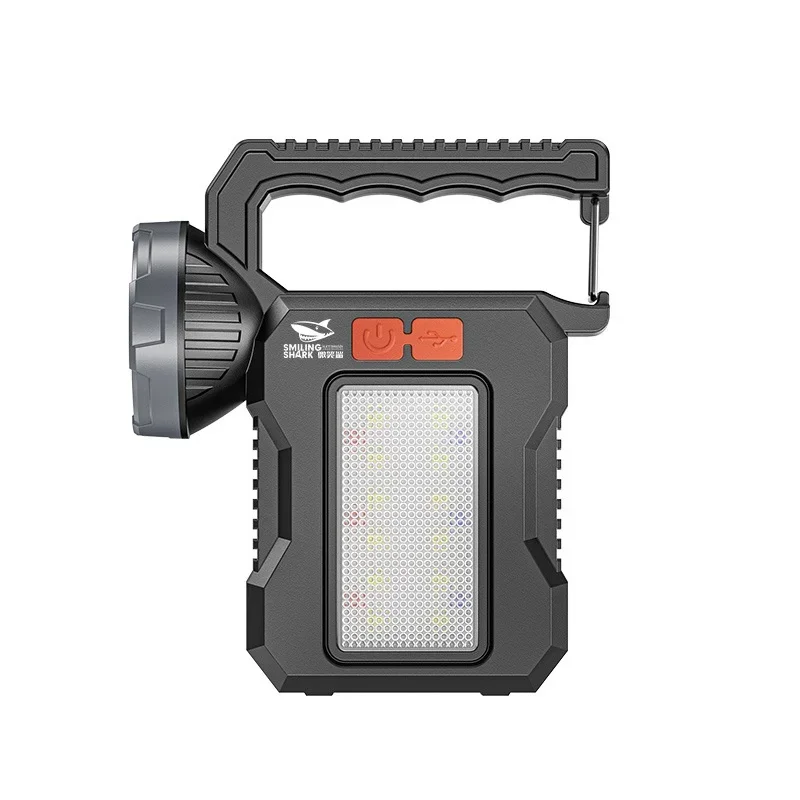 Reflective Safety Solar Handheld Searchlight ABS Protective Dual Mode Spotlight, Red Blue Flashing Warning Emergency Light