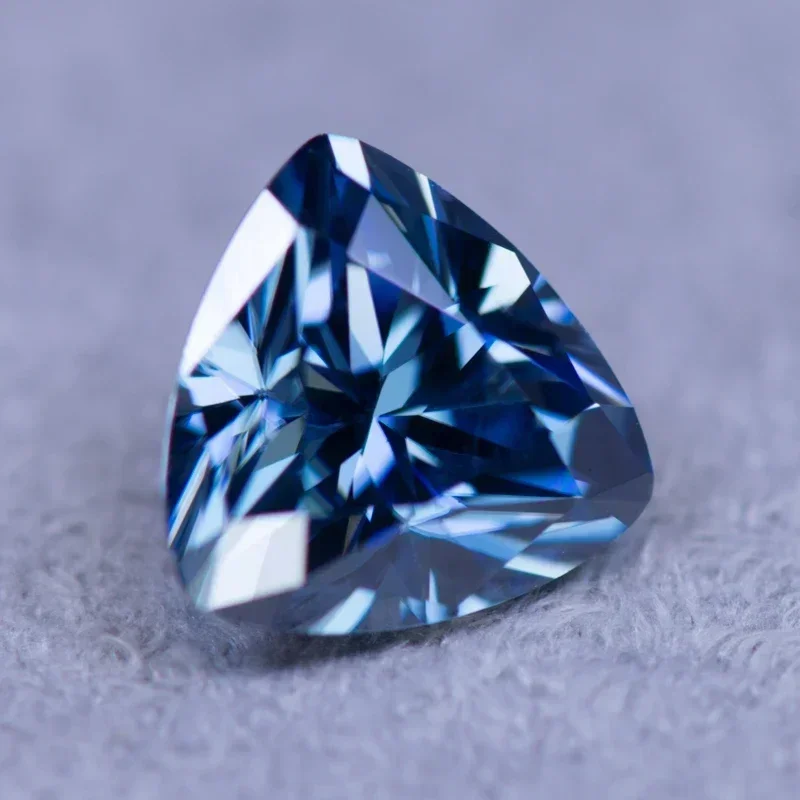 Moissanite Stone Royal Blue Primary Color Trillyon Cut with GRA Certificate Lab Grown Diamond for Fine Jewelry Making Materials