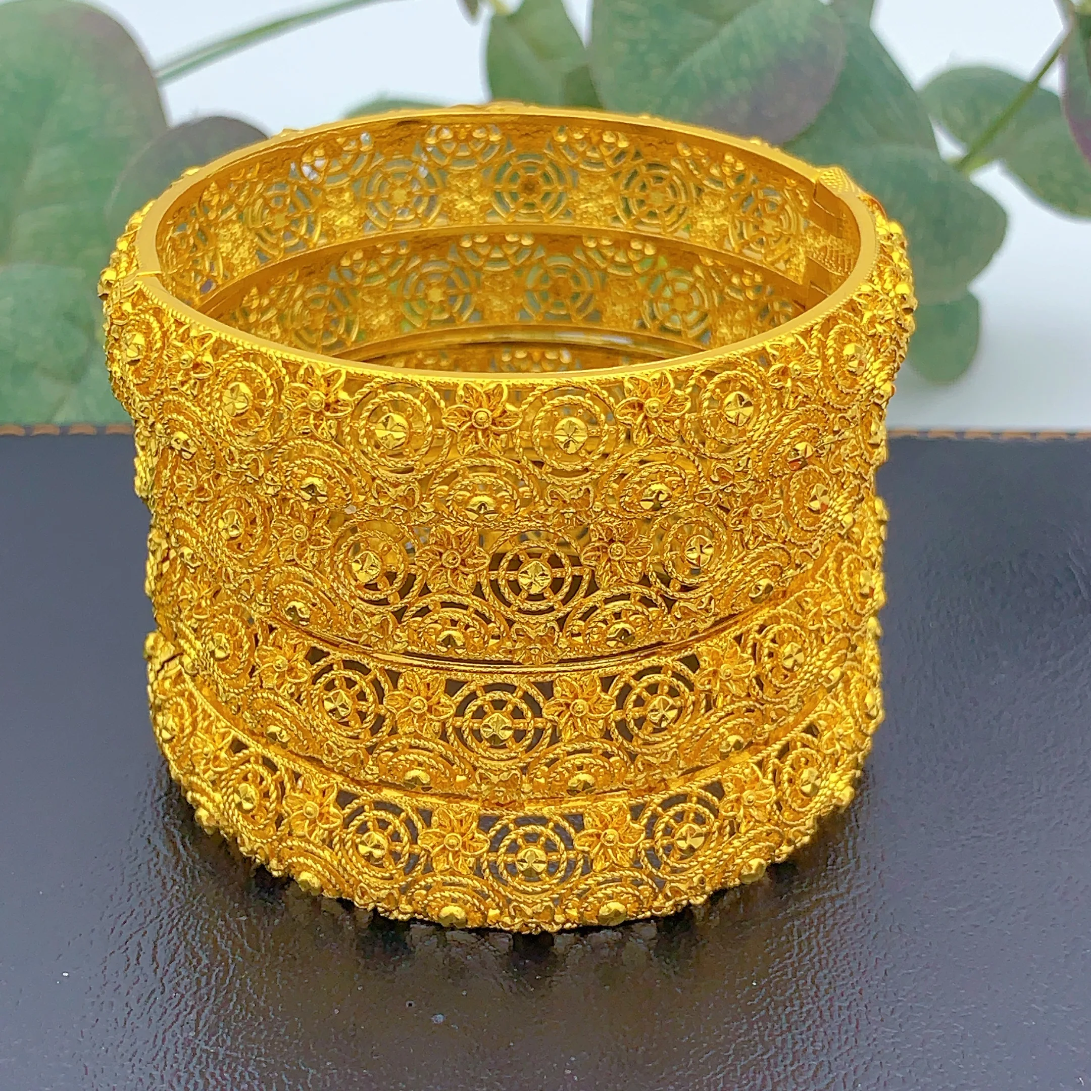 Arabic 24K Gold Color Bangles For Women Dubai Luxury Wedding Middle East Jewelry Africa Bracelets Arab Birthday Jewelry Gifts