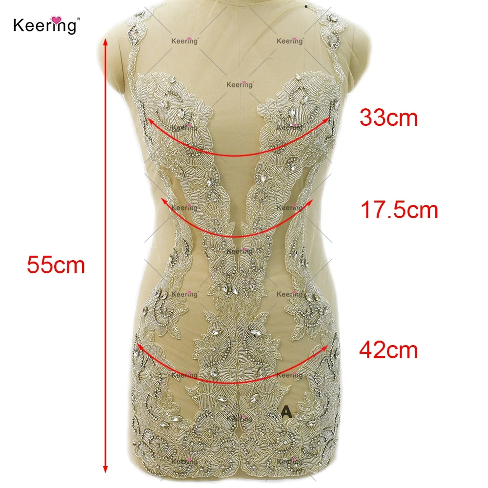 Keering Beades 3D Flower for Party Dress, Sew On, Shiny, Luxury Silver Stone, WDP-458