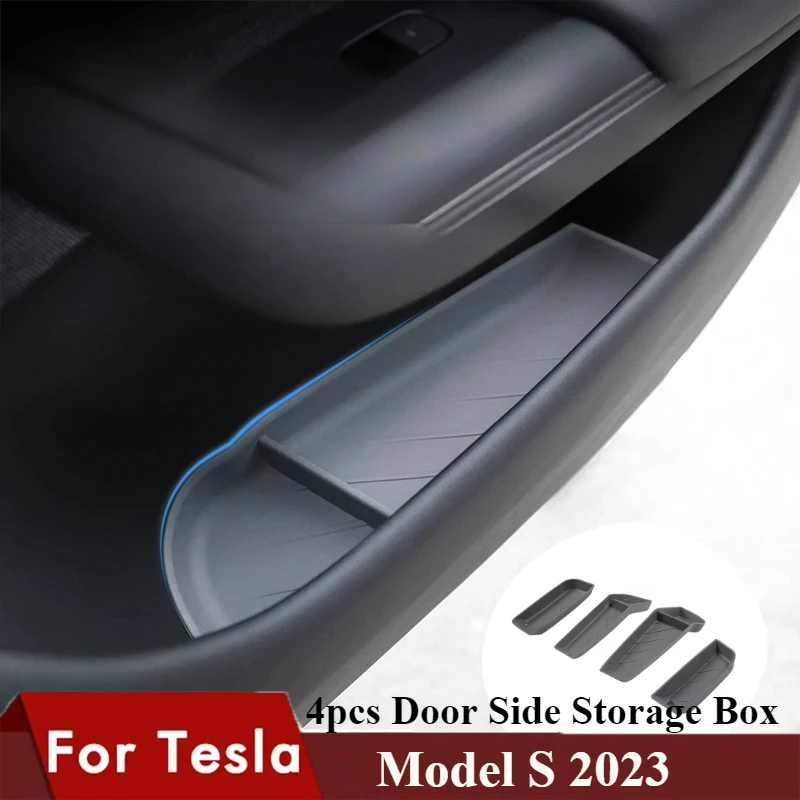 

Боковой органайзер для хранения Tesla Model S 2023, аксессуары для интерьера двери, Силиконовая Водонепроницаемая мусорная корзина, детали для интерьера