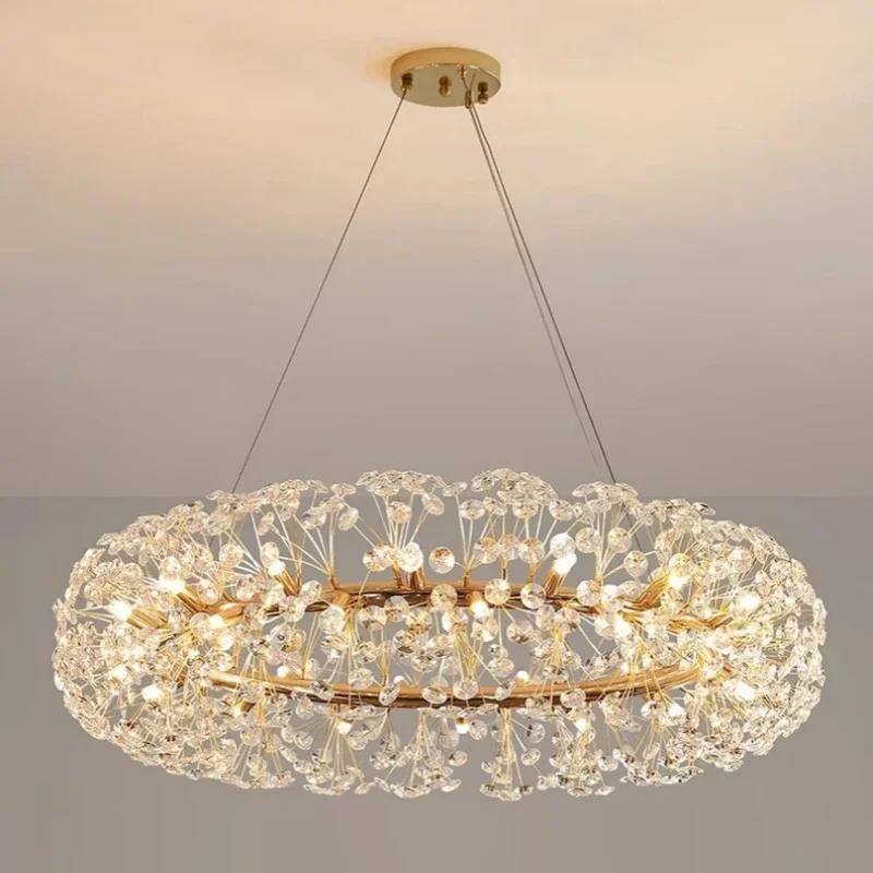 

Modern Designer Dandelion Crystal Pendant Chandeliers For Living Room Kitchen Island Loft LED Indoor Decor Suspension Lighting