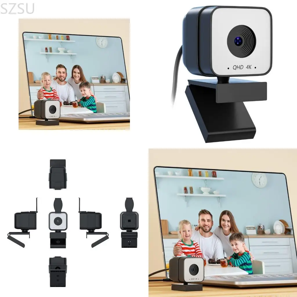 SZSU 1Set AutoFocus 4K Webcam for Video Conferencing Plugs and Play Noise Cancelling Mics Wide Compatibility for PC