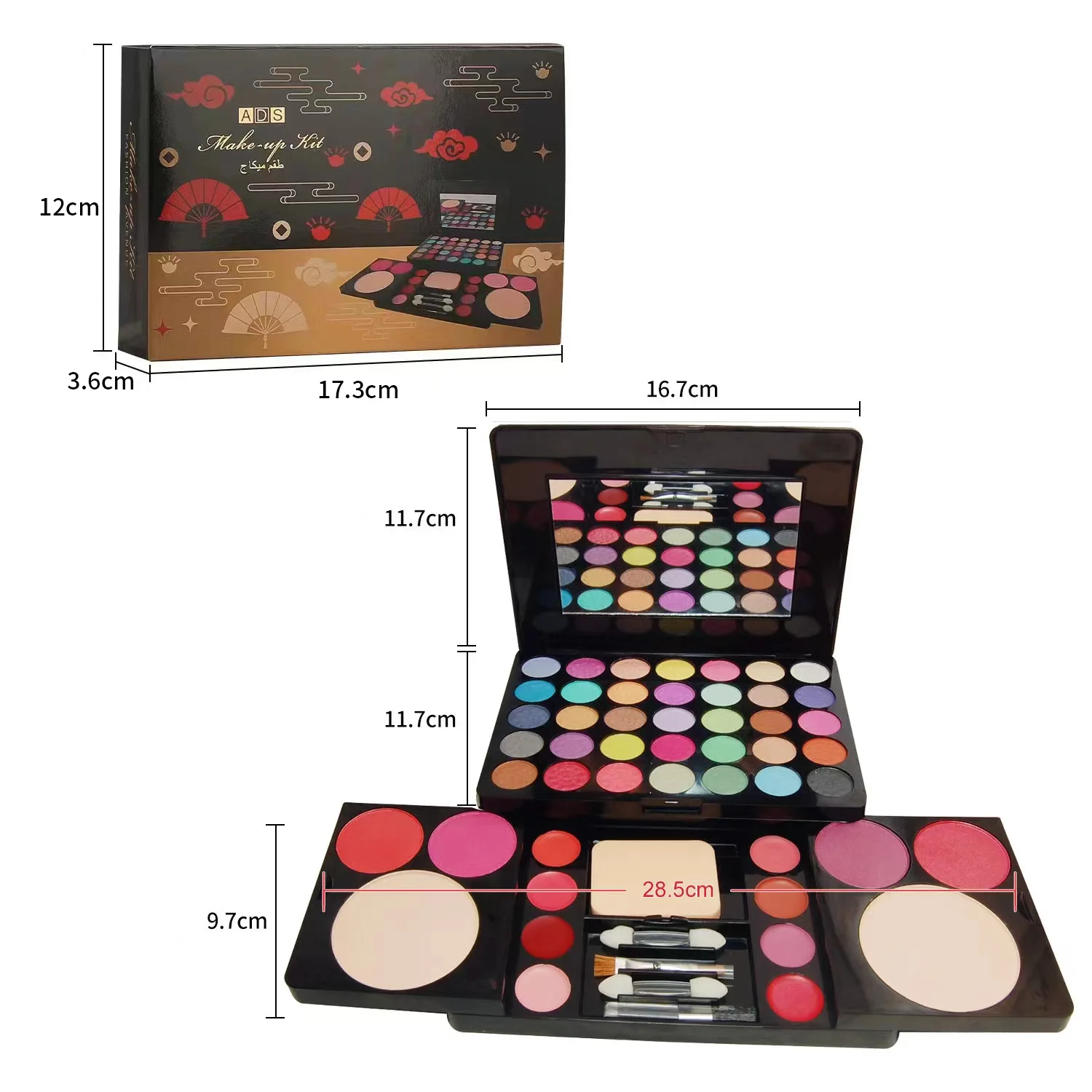 Miss Women Gifts Kit per trucco tutto in uno Set completo Ombretto Lucidalabbra Fard Rossetto Correttore Pennello Specchio Tintura Sopracciglio Make Up