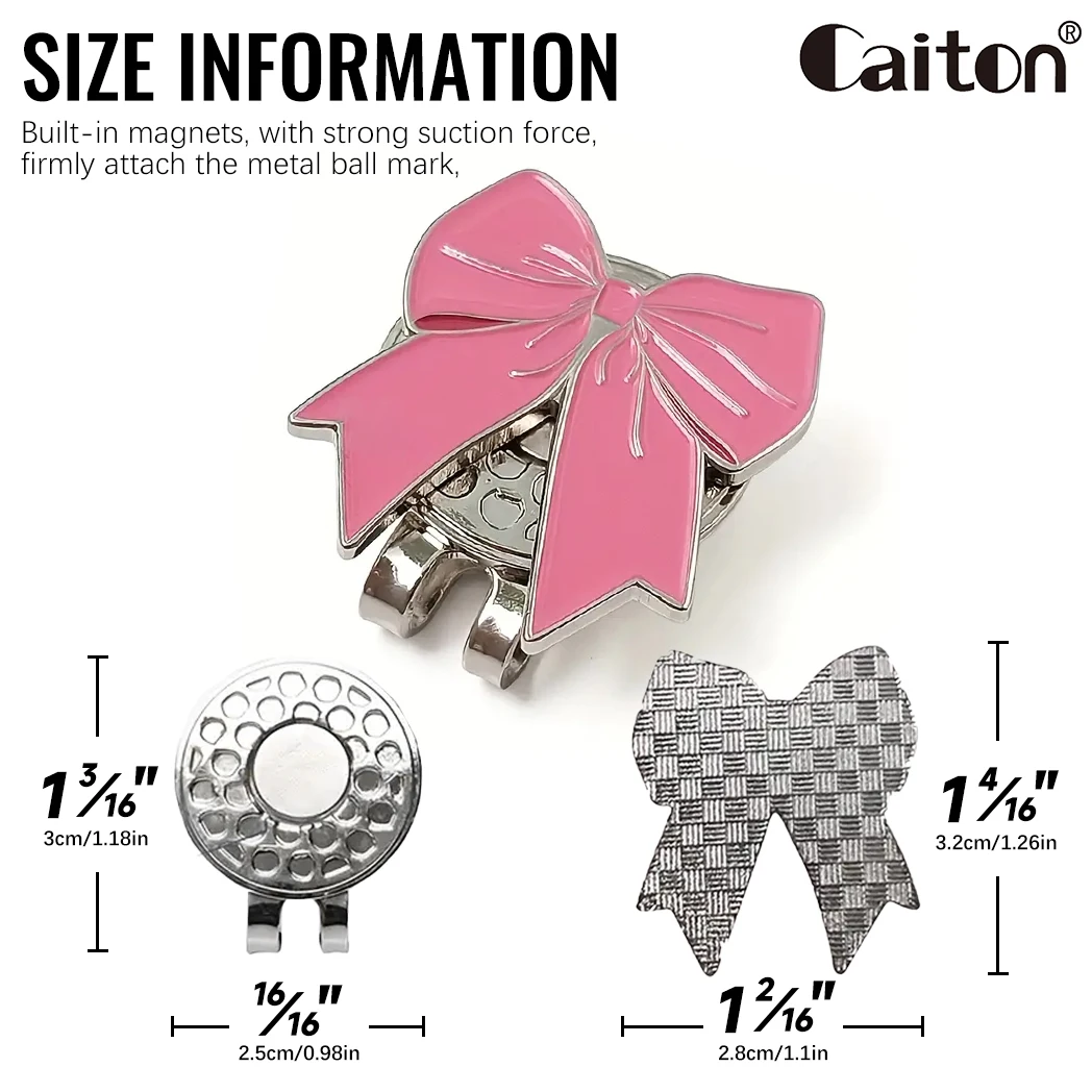 مشبك قبعة جولف بشريط وردي من كيتون مع علامة كرة مغناطيسية، إكسسوار قبعة لطيف للنساء، مثالي للتمرين أو ألعاب الجولف