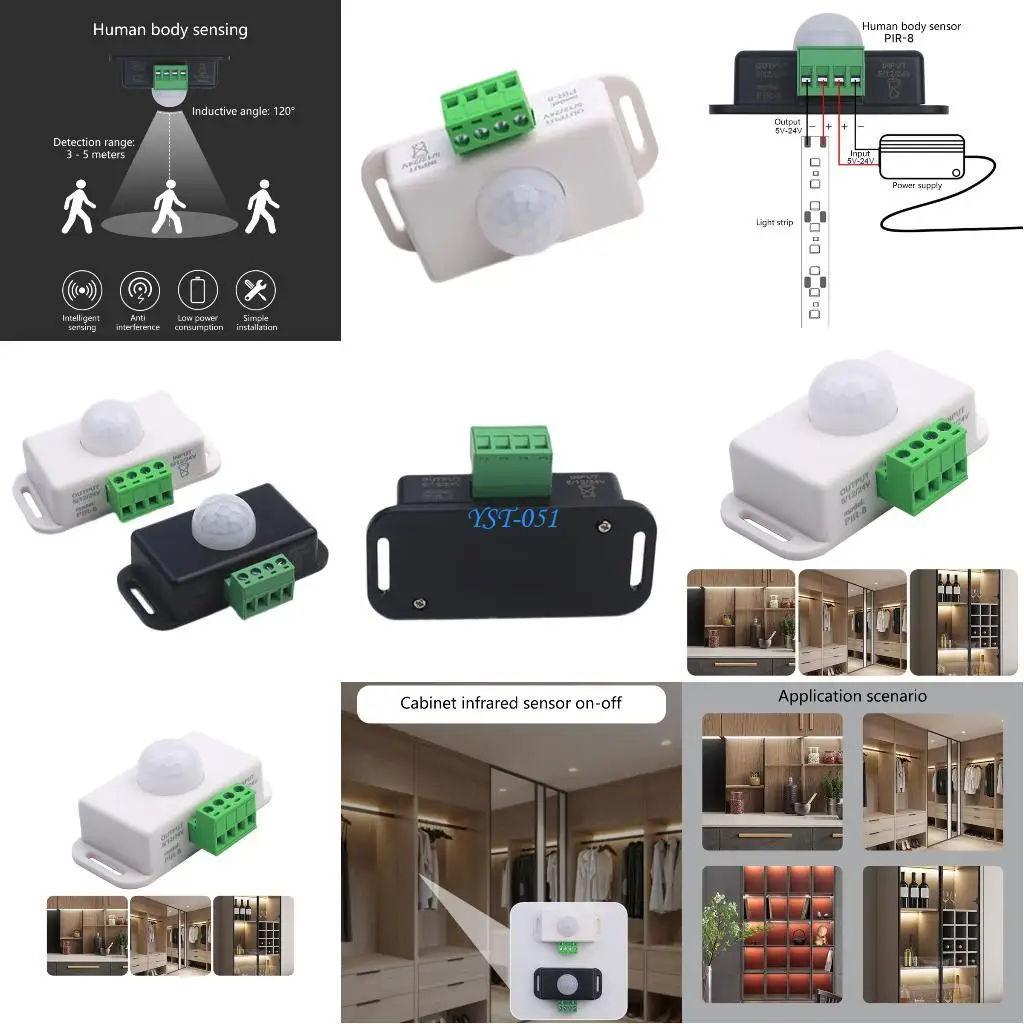 

E15A Intelligent Activity Transducer Acrylonitrile Case 3 5m Coverage Consistent 5v 12v 24v Input Easyly Installation