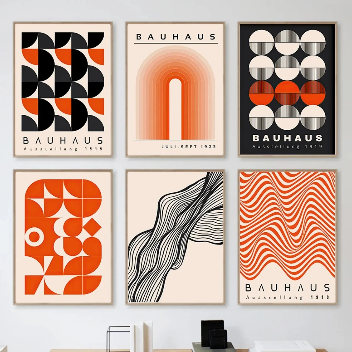 1/6 Stück Bauhaus Geometrische Linien Abstrakte Leinwanddrucke Poster Moderne Nordische Minimalismus-Kunstdrucke Schlafzimmer Wandkunst Heim-Dekoration