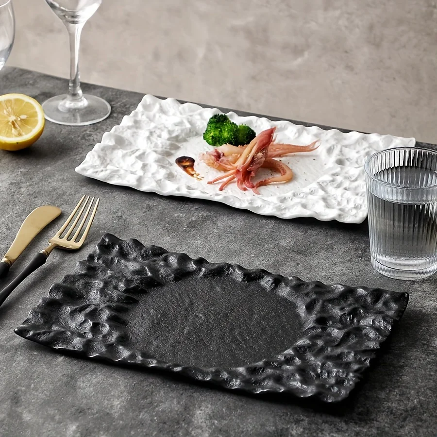 

Luxury Retro Beveled Ceramic Tableware Set Hotel Pasta Plate Home Use Wholesale Western Dessert Plate