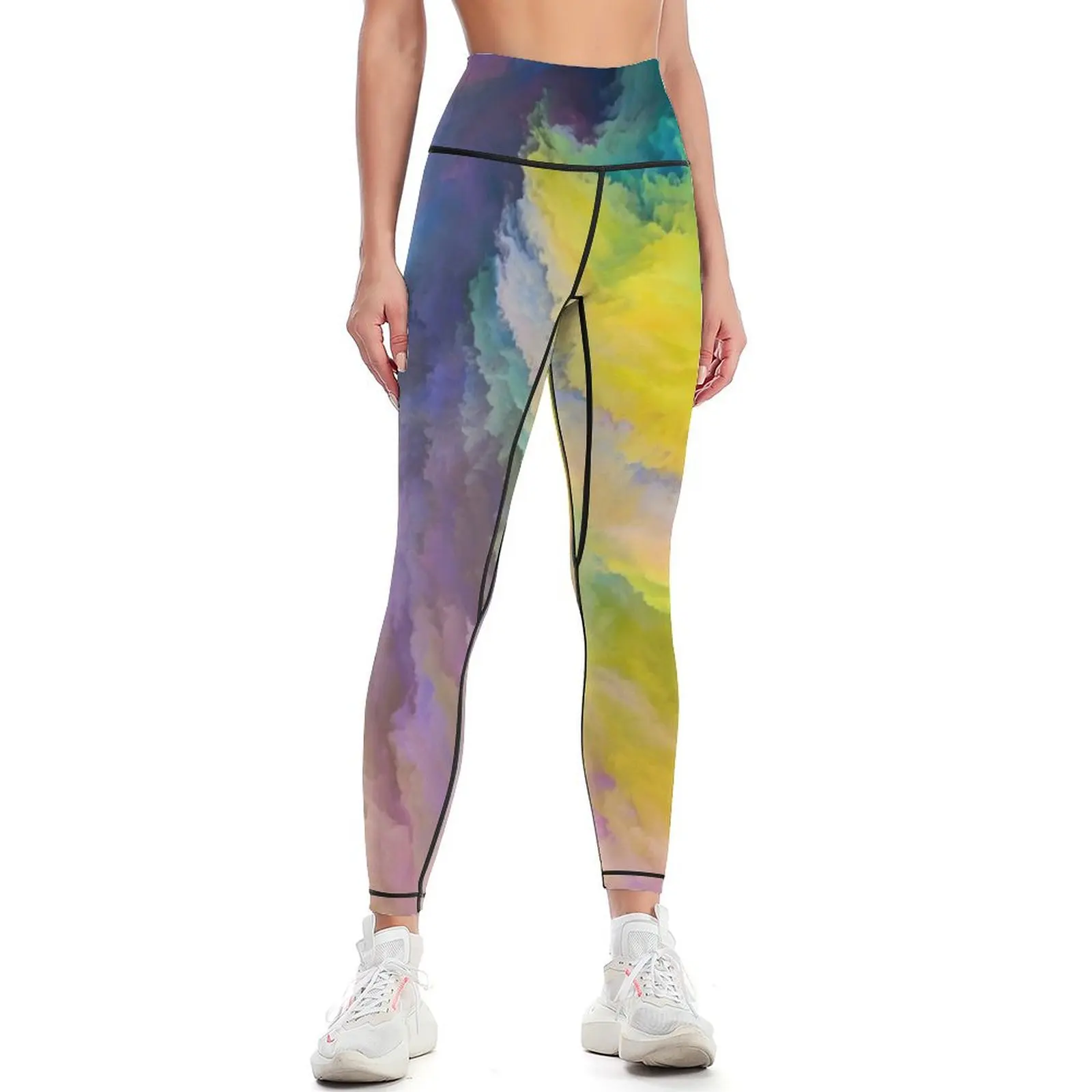 Rainbow Watercolor Paints, Pride Print, Multicolored-Print, Colored Mixed Paint Leggings Women's trousers Womens Leggings