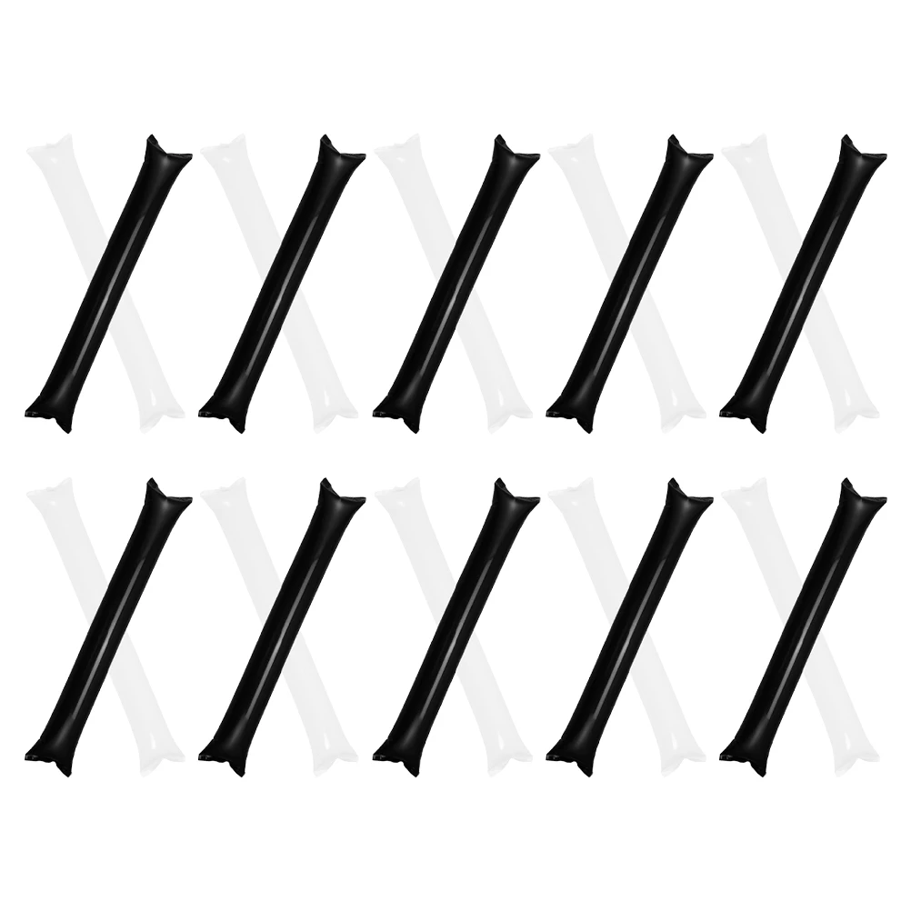 

20 Pcs Inflatable Sticks White Black Thickened Cheerleader Noise Maker Sports Event Party Favors Balloon Sticks Team Spirit